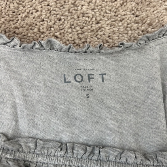 LOFT Gray One-Shoulder Top with Ruffles, Size Small - Excellent Condition - Picture 3 of 3